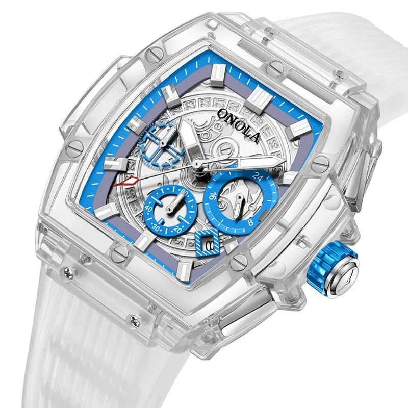 Brand Transparent Watch Unique Quartz Tonneau