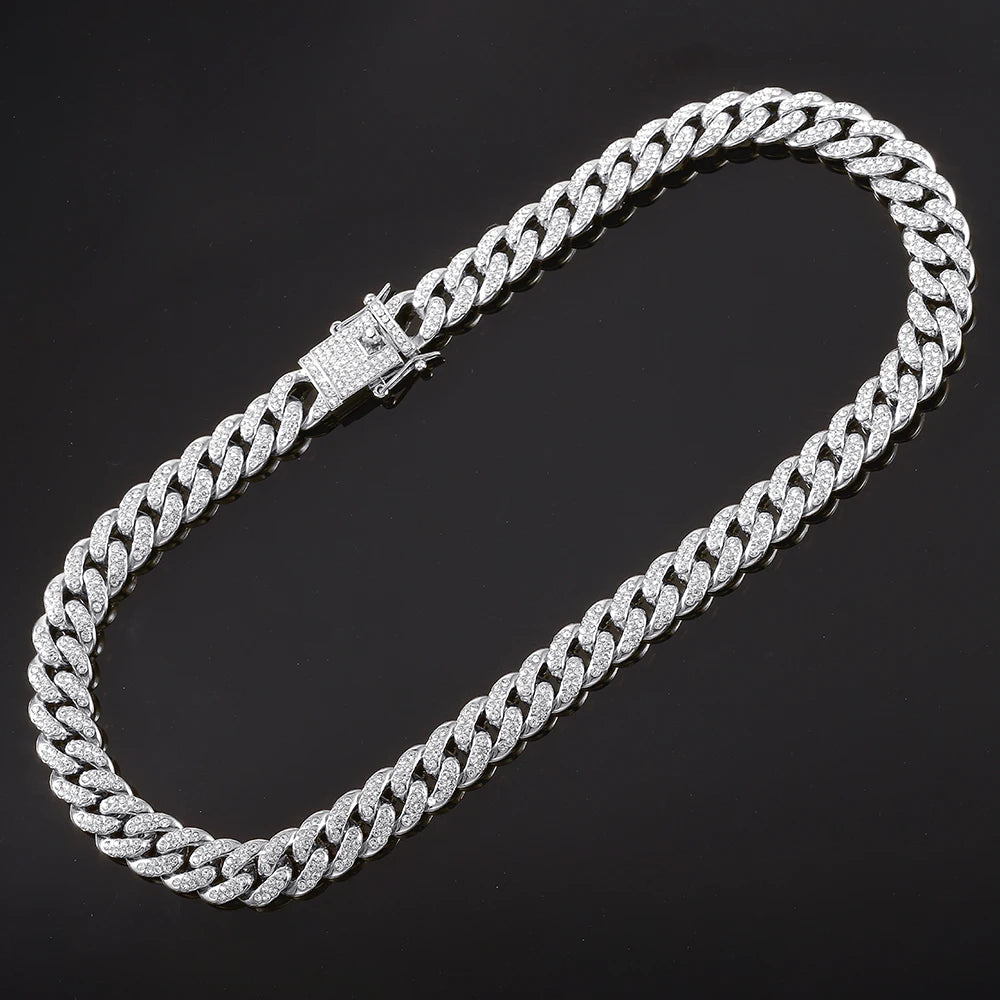 13mm Necklace +Watch+Bracelet Hip Hop Miami Cuban Chain Iced Out Paved Rhinestone CZ Bling Rapper For Men Jewelry KIT Jewelry