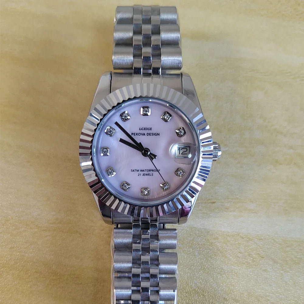 Crystal Quartz Steel Watch
