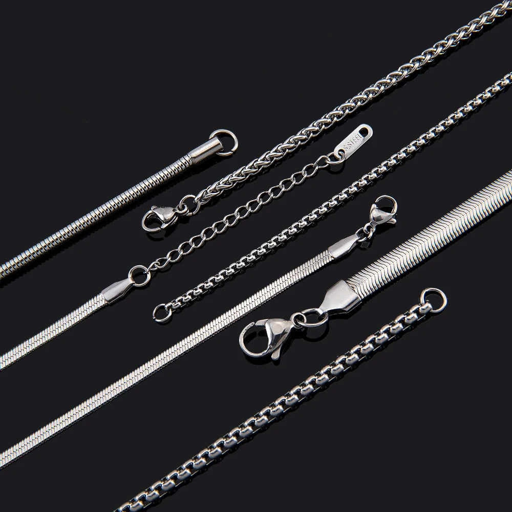 No Fade 5pcs Stainless Steel Twist Chain Necklace Box