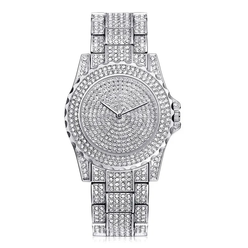 Quartz Gold Watch Crystal Diamond