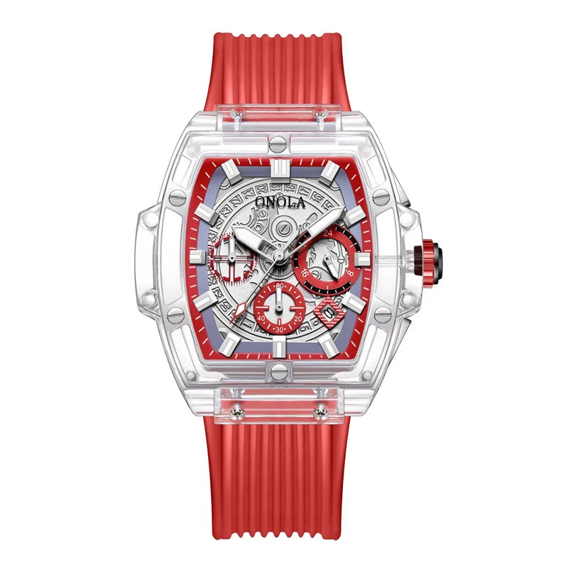 Brand Transparent Watch Unique Quartz Tonneau