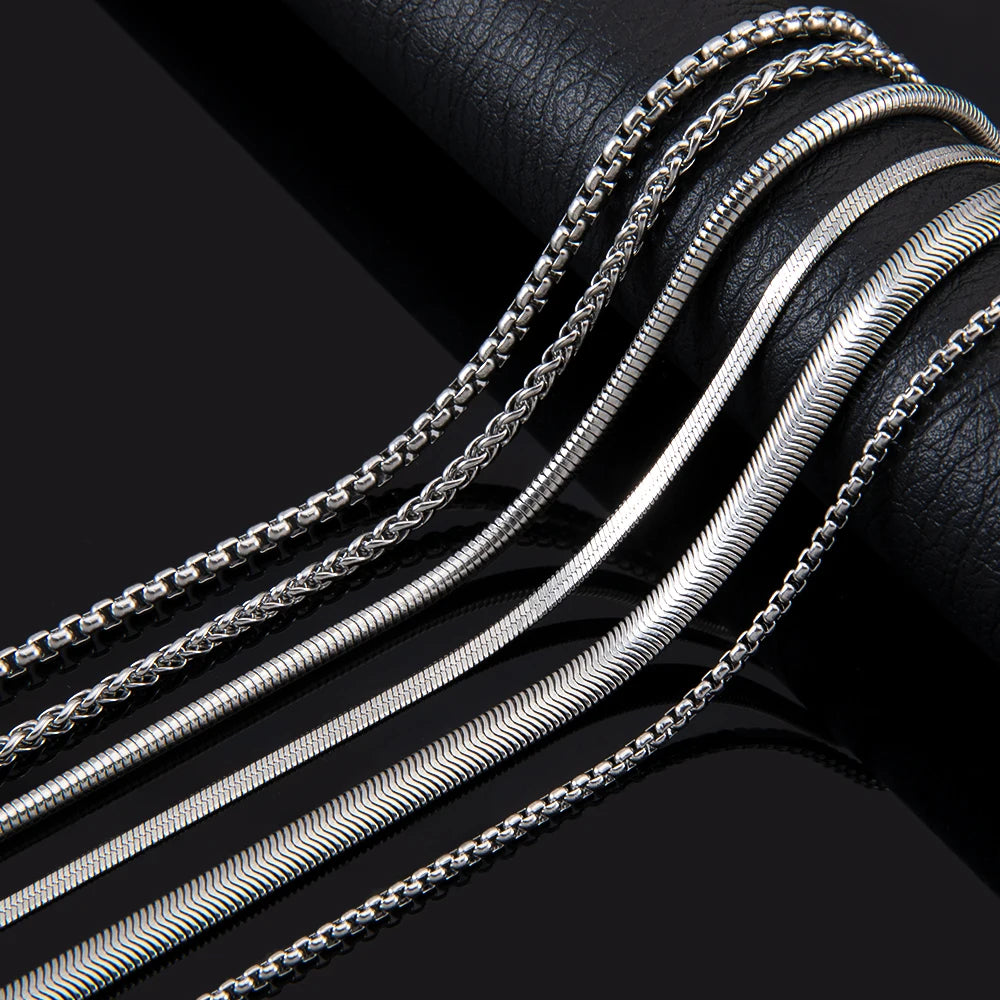 No Fade 5pcs Stainless Steel Twist Chain Necklace Box