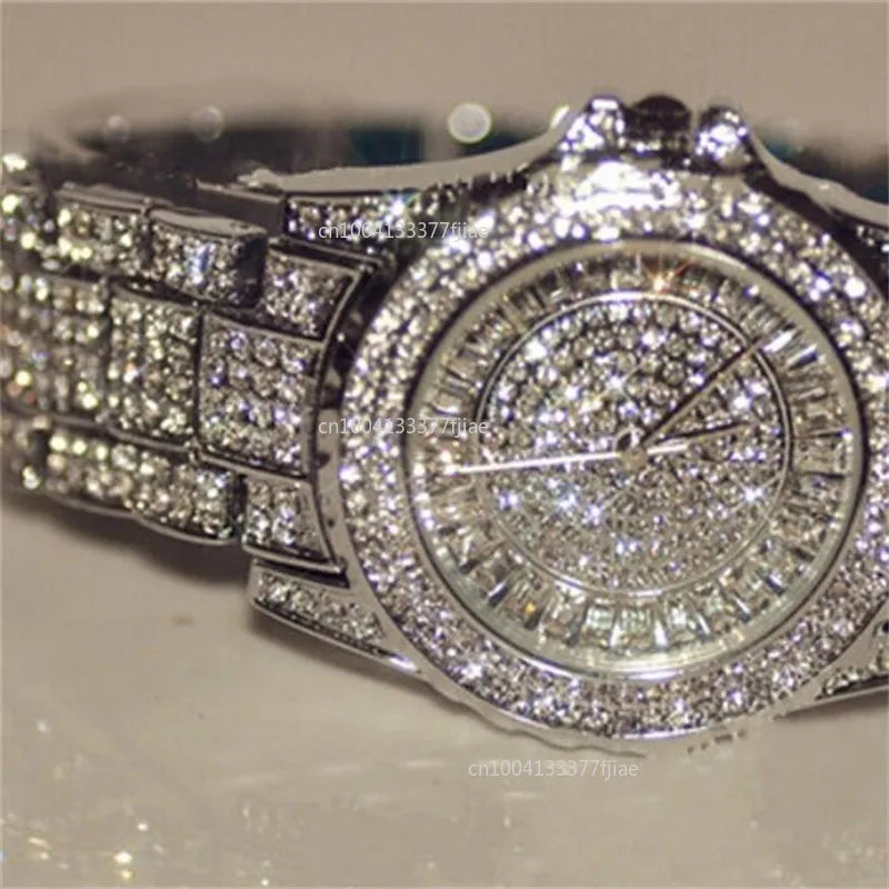 Quartz Gold Watch Crystal Diamond