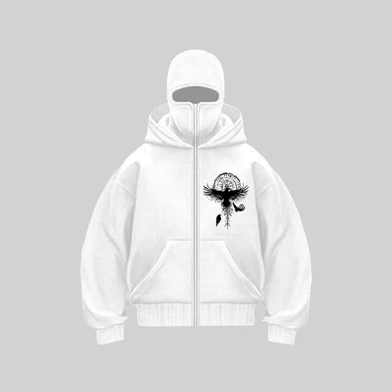 Balaclava Zip-Up Hoodie with Hooded Face Mask Zipper