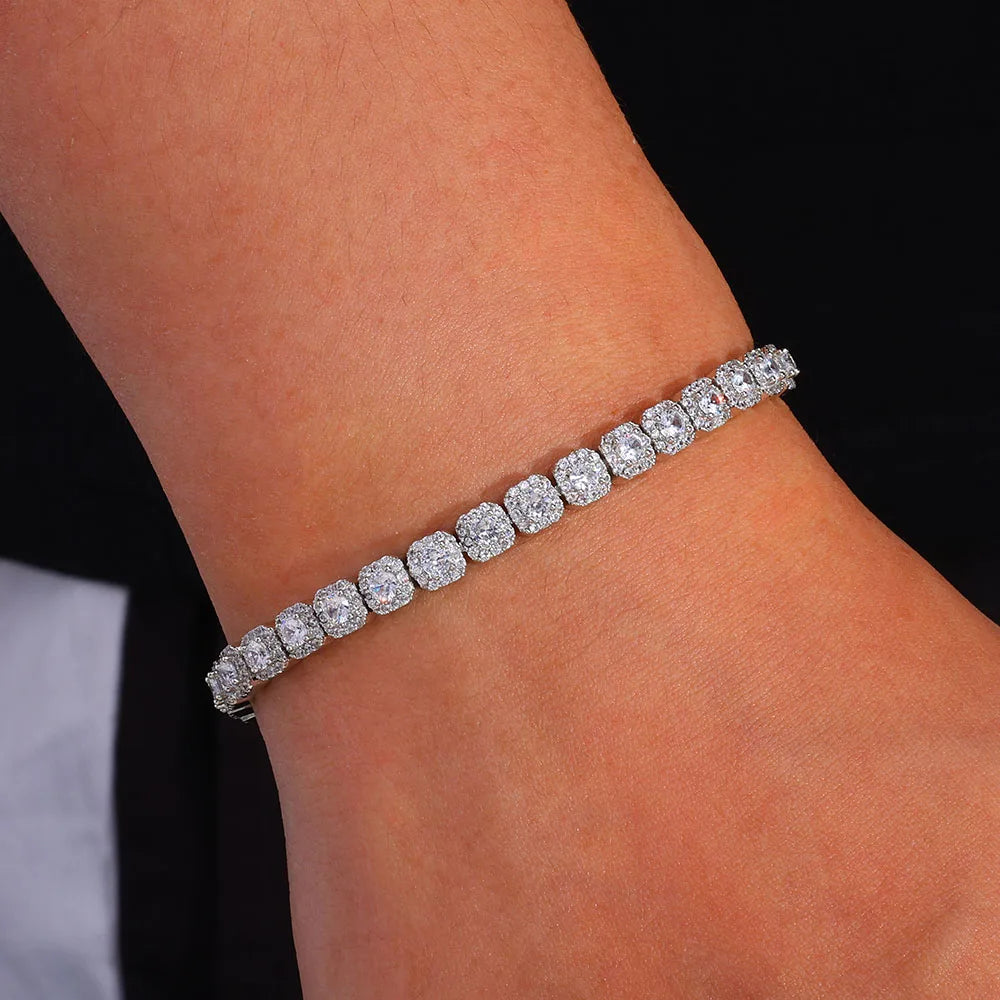 5mm Iced out Diamond 5A Cluster Tennis Bracelet