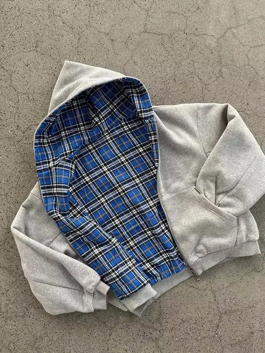 Two Sided Loose Zipper Hoodie
