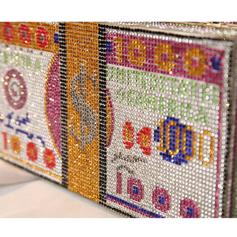 Money Clutch Rhinestone Purse $10k Cash bag