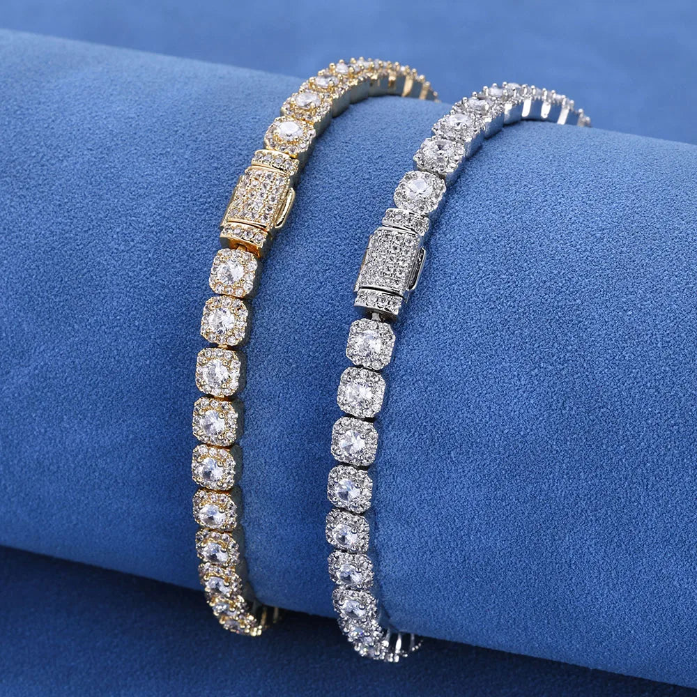 5mm Iced out Diamond 5A Cluster Tennis Bracelet