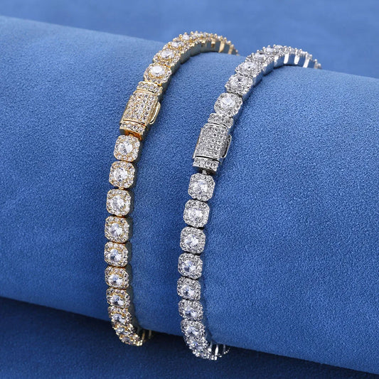 5mm Iced out Diamond 5A Cluster Tennis Bracelet
