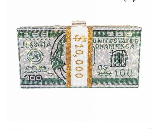 Money Clutch Rhinestone Purse $10k Cash bag