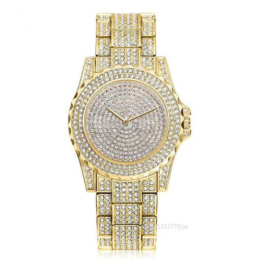 Quartz Gold Watch Crystal Diamond