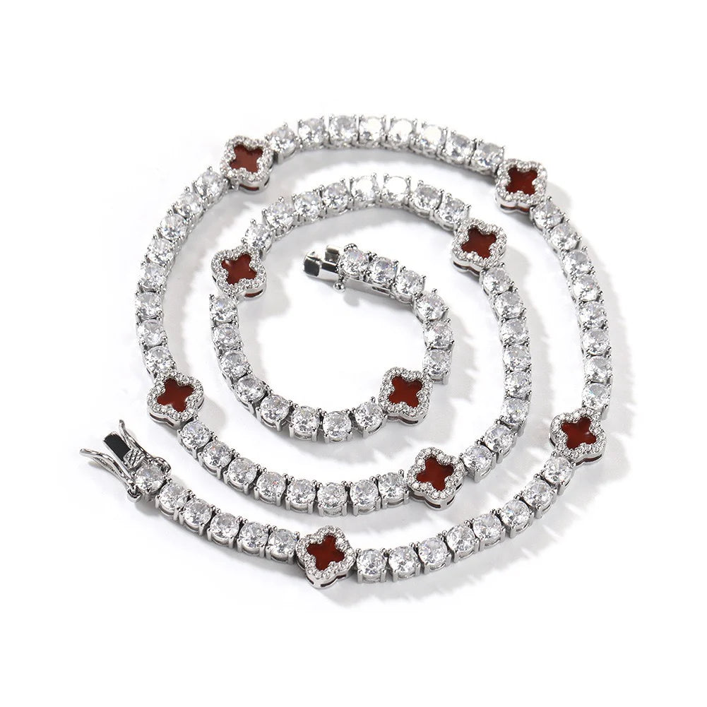 Diamond Four Le Clover Tennis chain Embedded Diamond