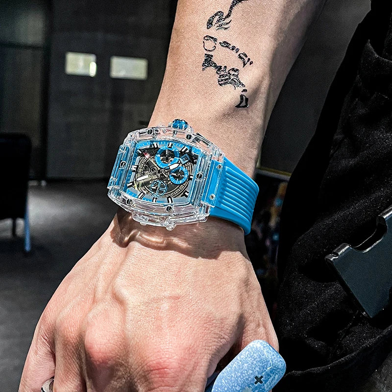 Brand Transparent Watch Unique Quartz Tonneau