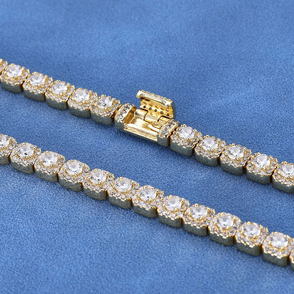5mm Iced out Diamond 5A Cluster Tennis Bracelet