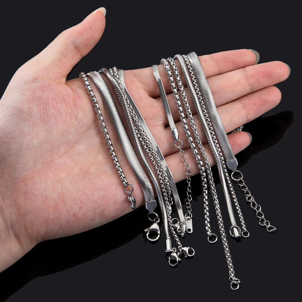 No Fade 5pcs Stainless Steel Twist Chain Necklace Box