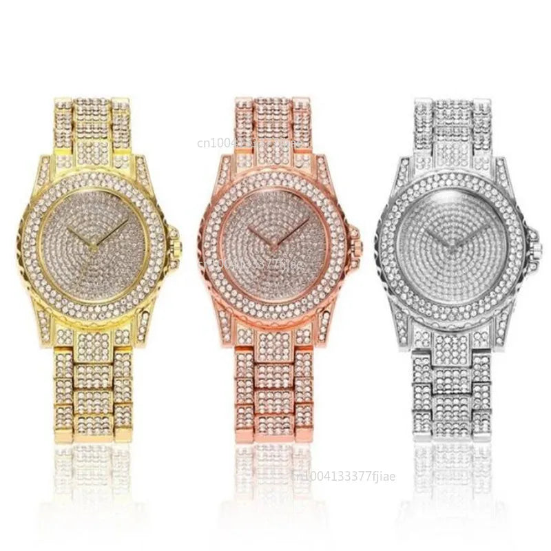 Quartz Gold Watch Crystal Diamond