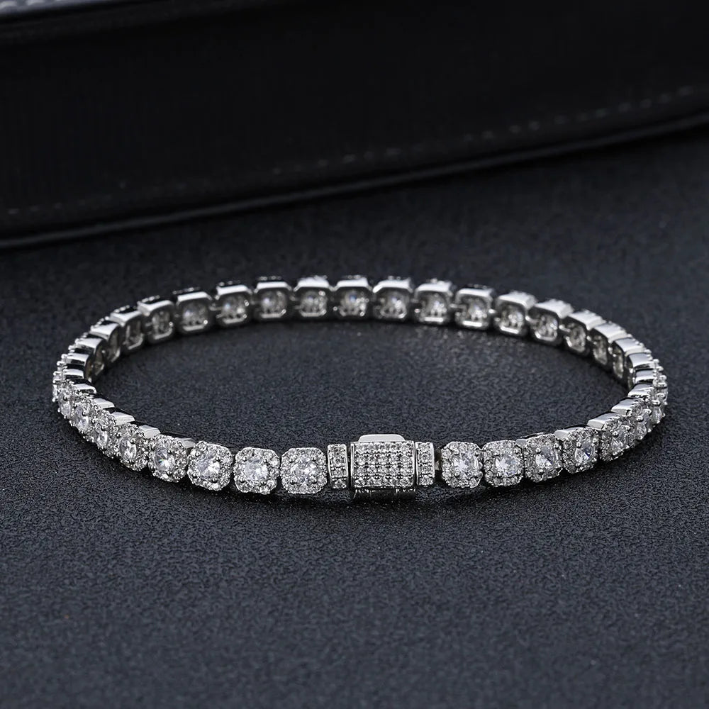 5mm Iced out Diamond 5A Cluster Tennis Bracelet