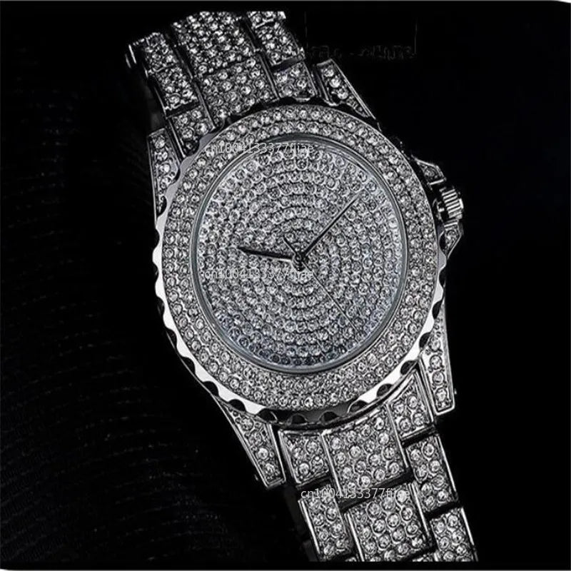 Quartz Gold Watch Crystal Diamond
