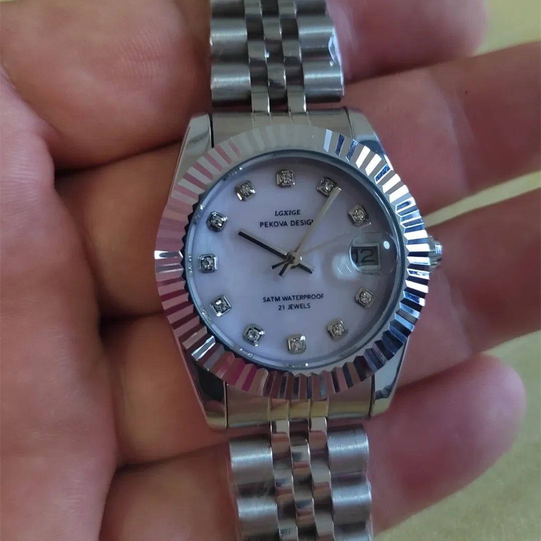 Crystal Quartz Steel Watch