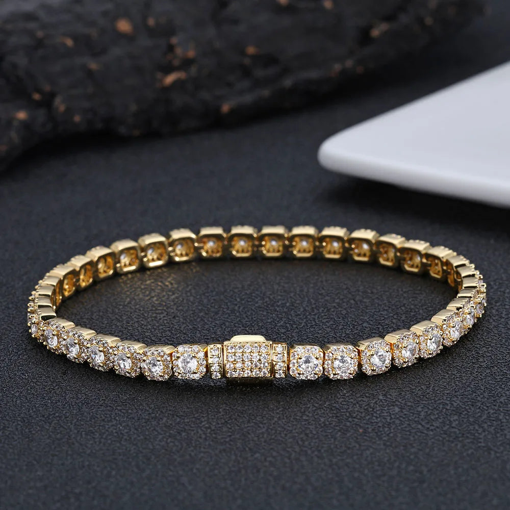 5mm Iced out Diamond 5A Cluster Tennis Bracelet