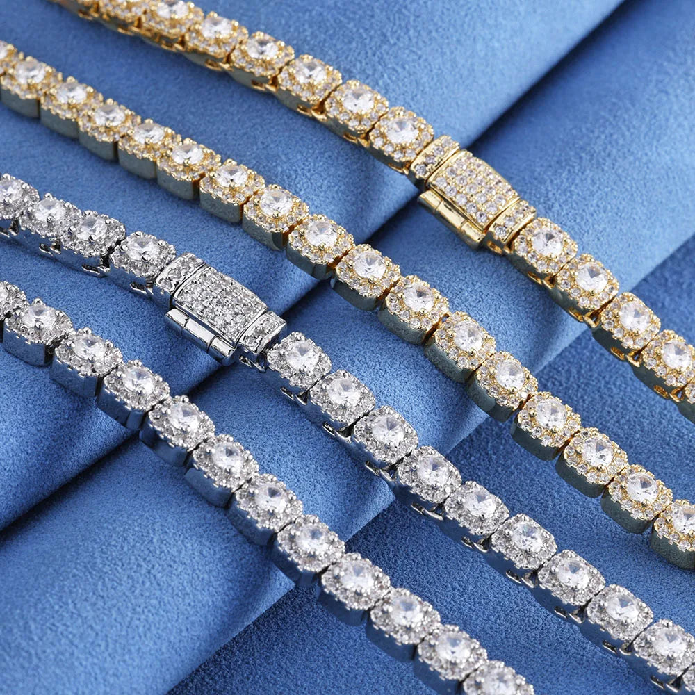 5mm Iced out Diamond 5A Cluster Tennis Bracelet