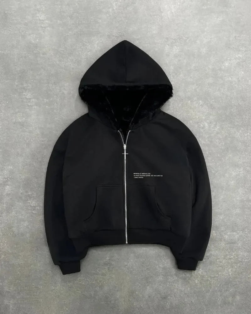 Two Sided Loose Zipper Hoodie