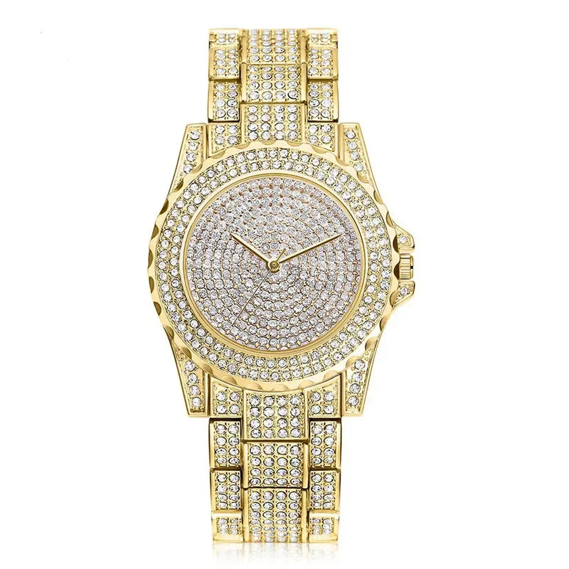 Quartz Gold Watch Crystal Diamond