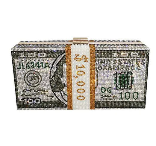 Money Clutch Rhinestone Purse $10k Cash bag