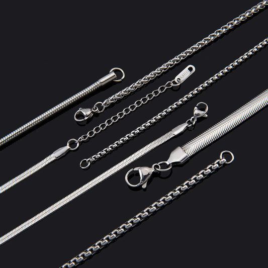 No Fade 5pcs Stainless Steel Twist Chain Necklace Box