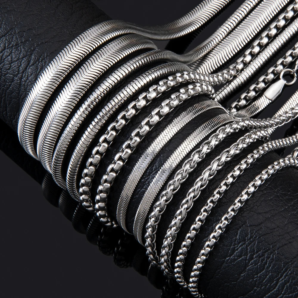 No Fade 5pcs Stainless Steel Twist Chain Necklace Box