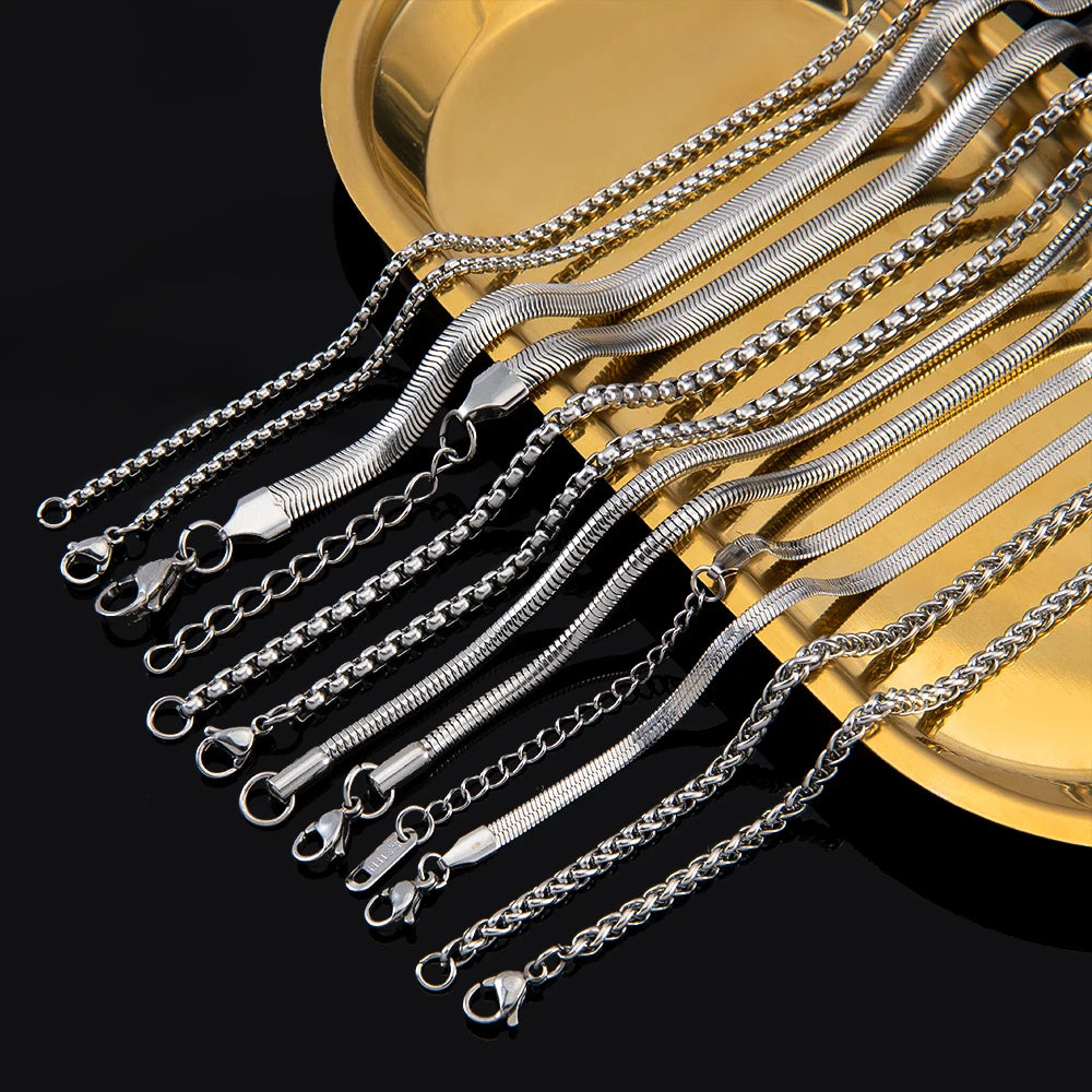 No Fade 5pcs Stainless Steel Twist Chain Necklace Box